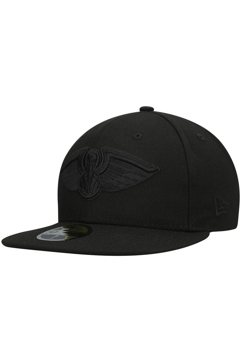 Men's New Era New Orleans Pelicans Black On Black 59FIFTY Fitted Hat, Main, color, Black