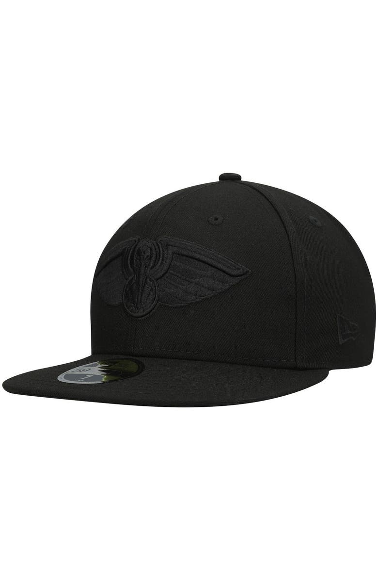 New Era Men's New Era New Orleans Pelicans Black On Black 59FIFTY Fitted Hat, Main, color, 