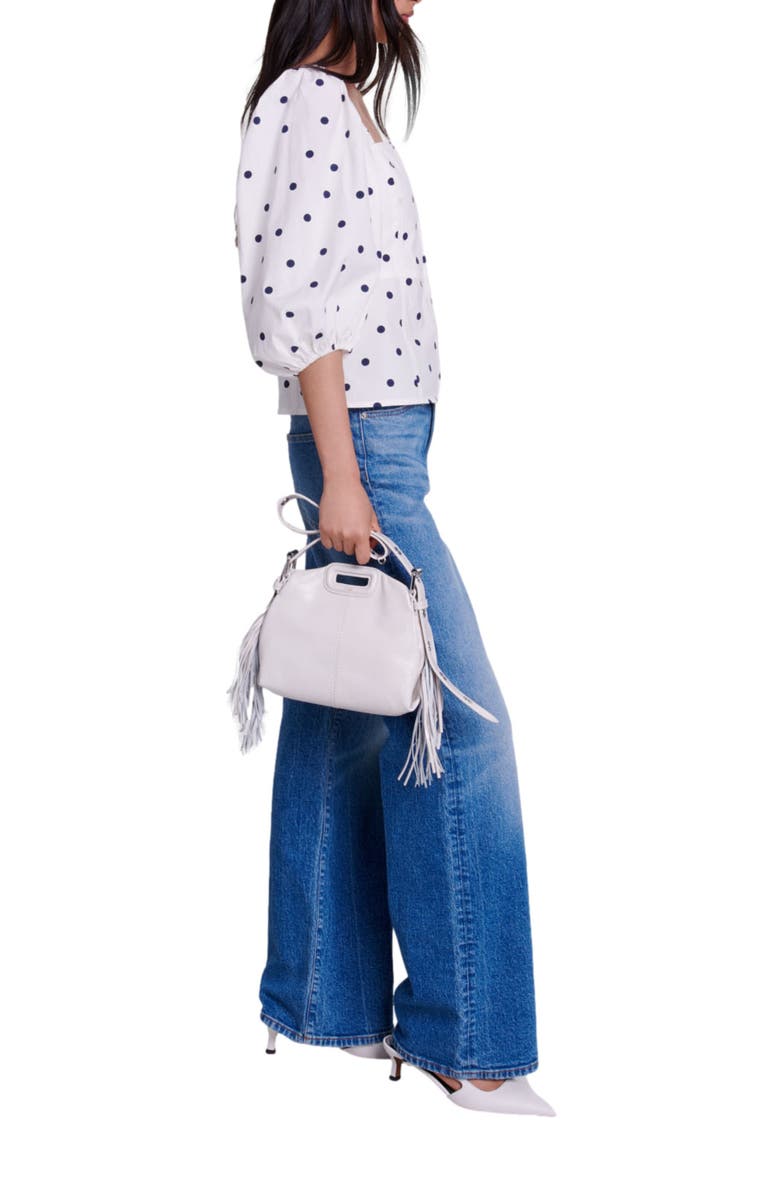 maje Puff-sleeved top, Alternate, color, 