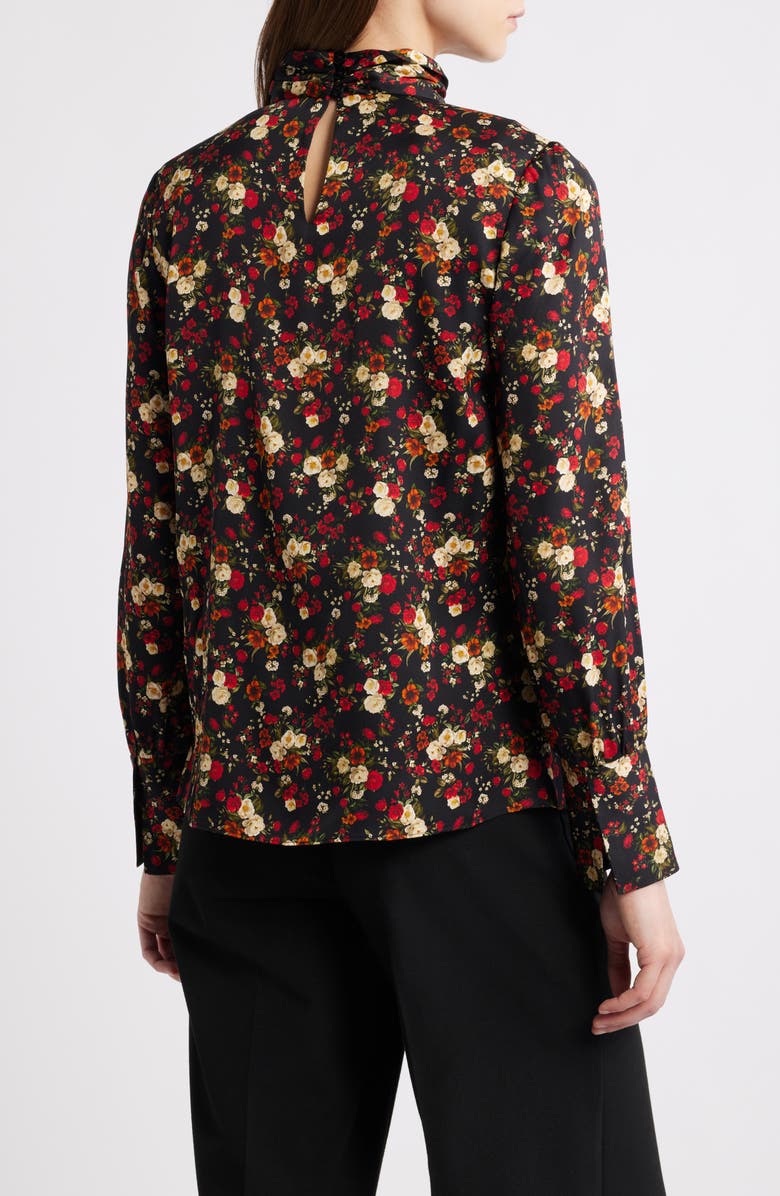 Elie Tahari The Lola Stretch Silk Top, Alternate, color, Lovestruck Black