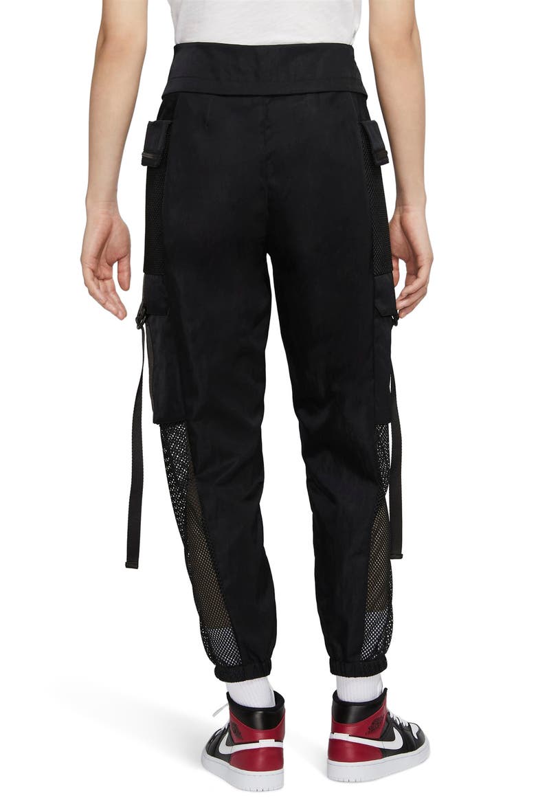 Utility Mesh Trim Nylon Foldover Pants, Alternate, color, BLACK