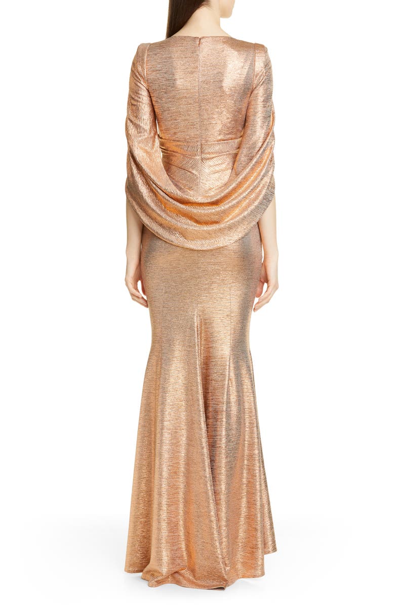 Talbot Runhof Mirror Ball Drape Back Trumpet Gown, Alternate, color, 