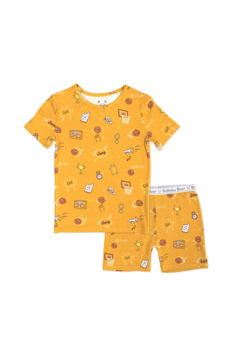 Bellabu Bear Basketball Kids 2-Piece Short Sleeve & Shorts Pajama Set, Main, color, Basketball