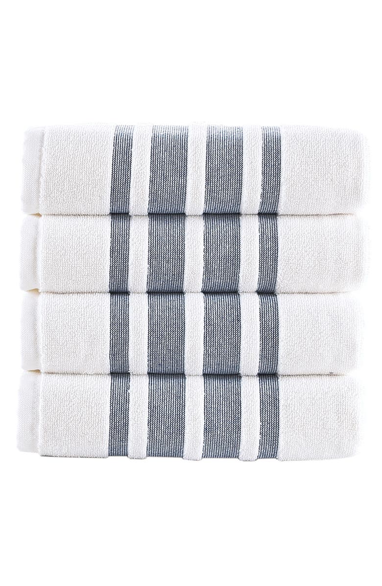Brooks Brothers Contrast Border 4-Piece Towel Set, Main, color, White/ Navy