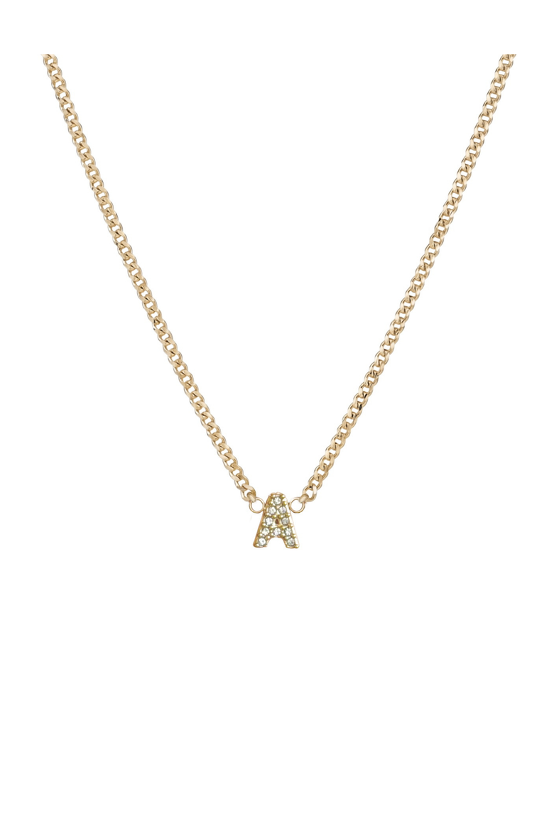 Pavé Initial 14k Gold Filled Necklace, Main, color, Gold M