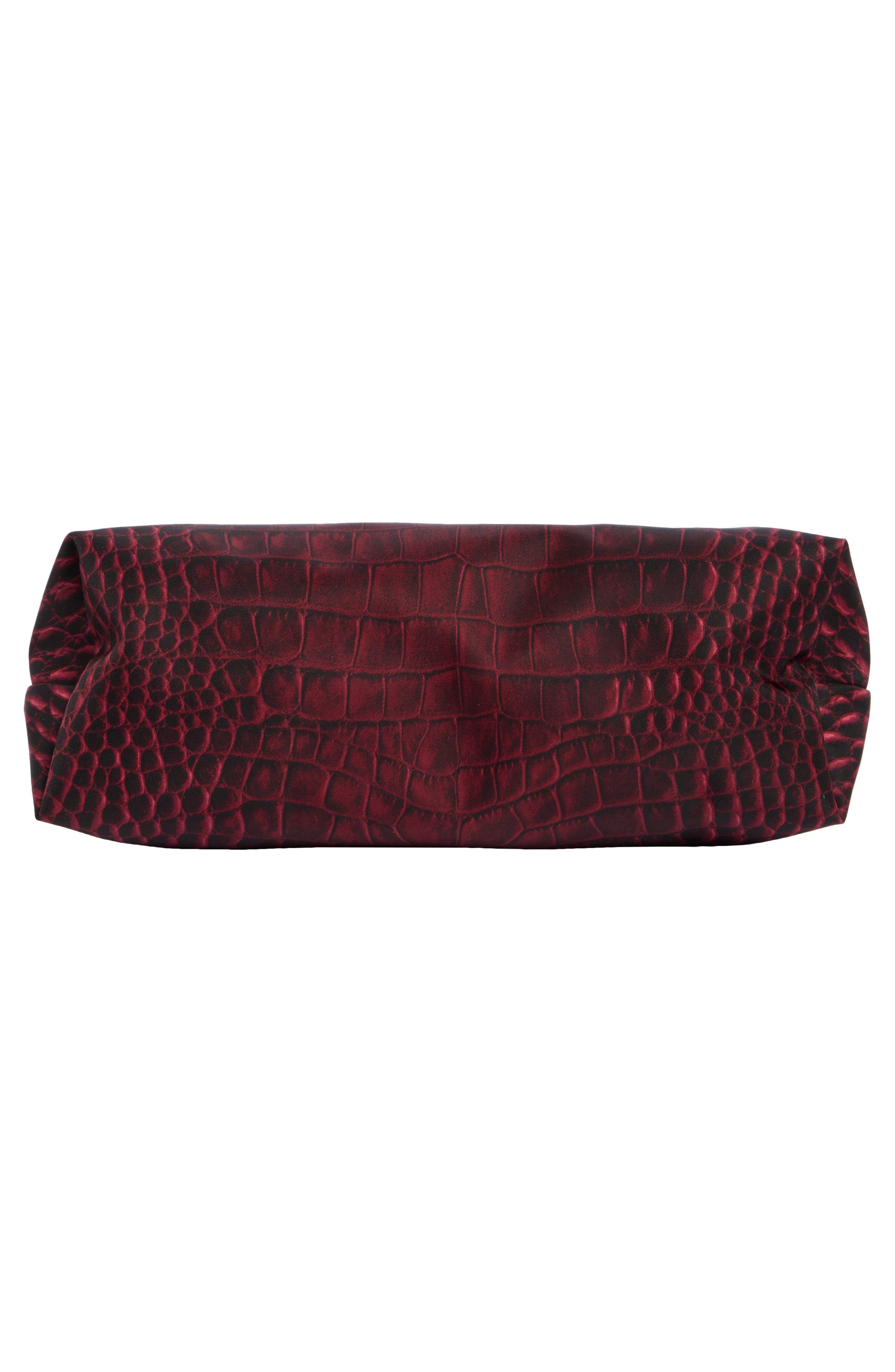 Le Pliage Croco Cosmetic Bag, Alternate, color, GARNET RED