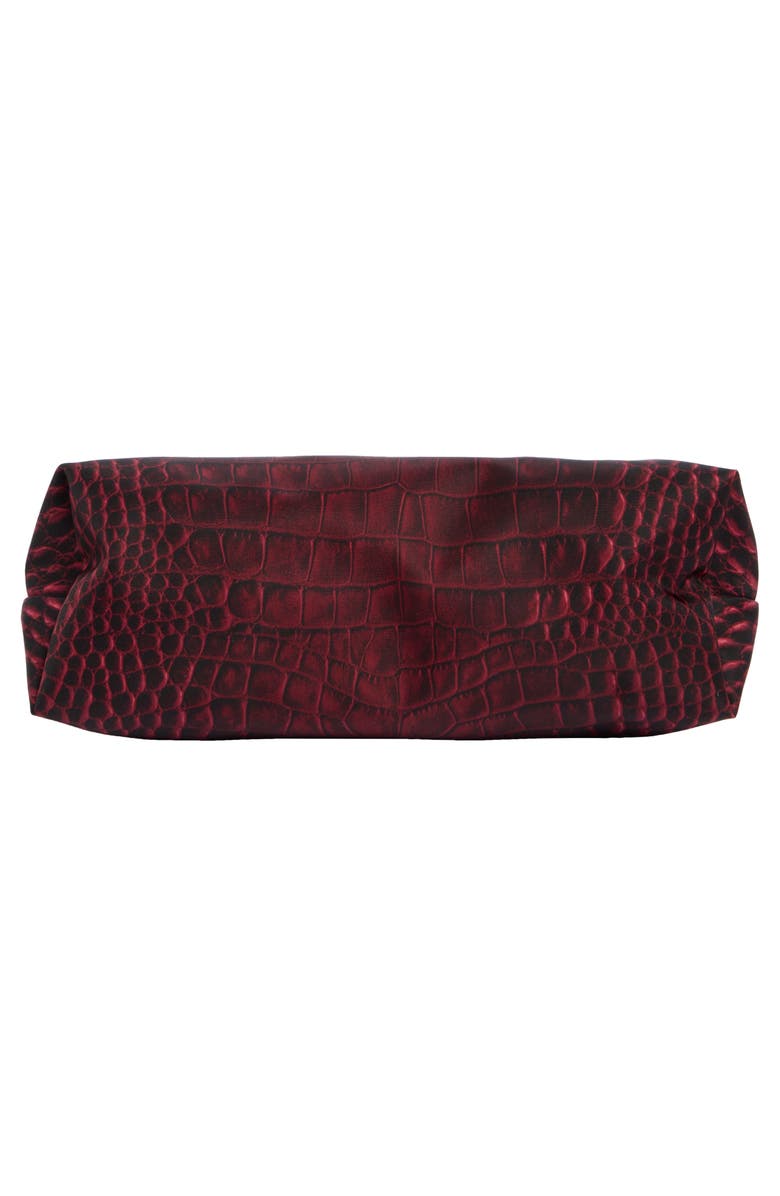 Longchamp Le Pliage Croco Cosmetic Bag, Alternate, color, Garnet Red