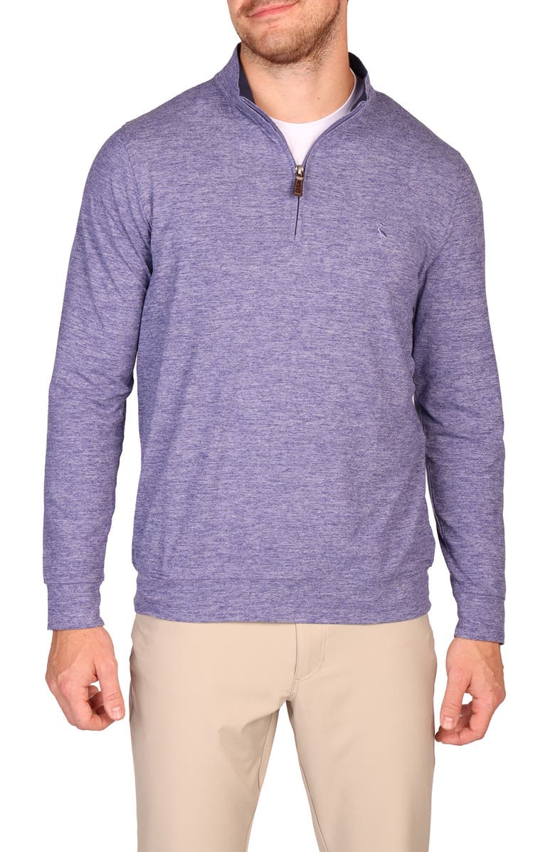 TailorByrd Brushed Mélange Quarter Zip Pullover, Alternate, color, Oasis Blue