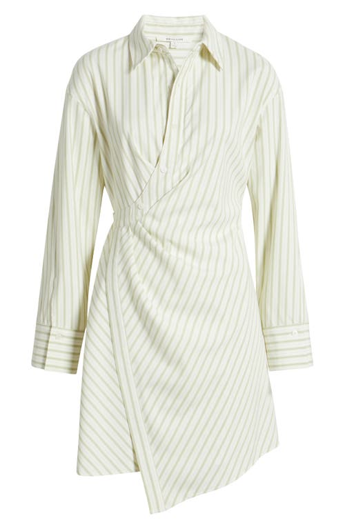 Zoe And Claire Stripe Side Knot Long Sleeve Shirtdress In Green