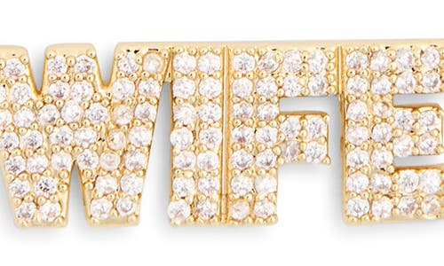 Leith Demi Fine Cubic Zirconia Stud Earrings & Wifey Necklace Set In Clear- Gold