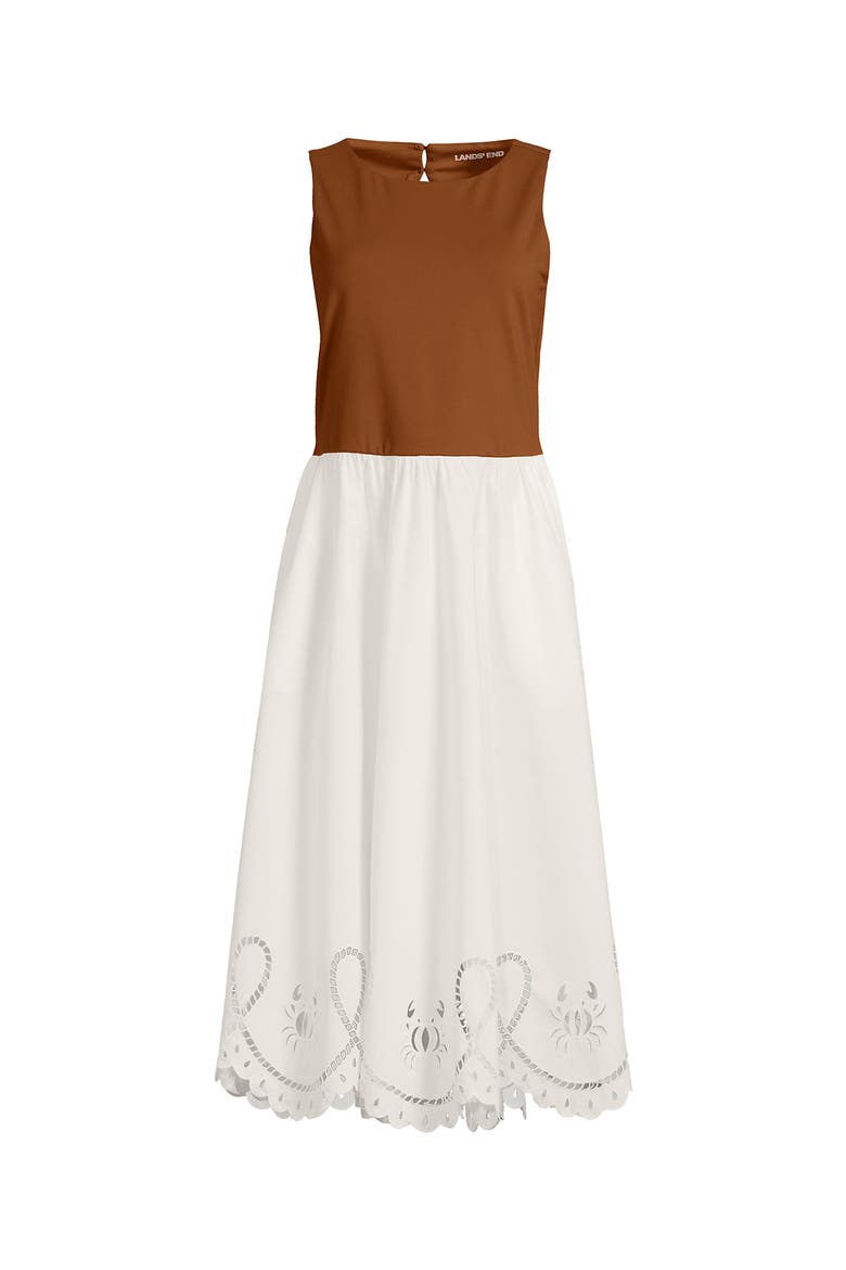 Embroidered Duet Midi Dress, Alternate, color, Rich Ginger Brown/Ivory