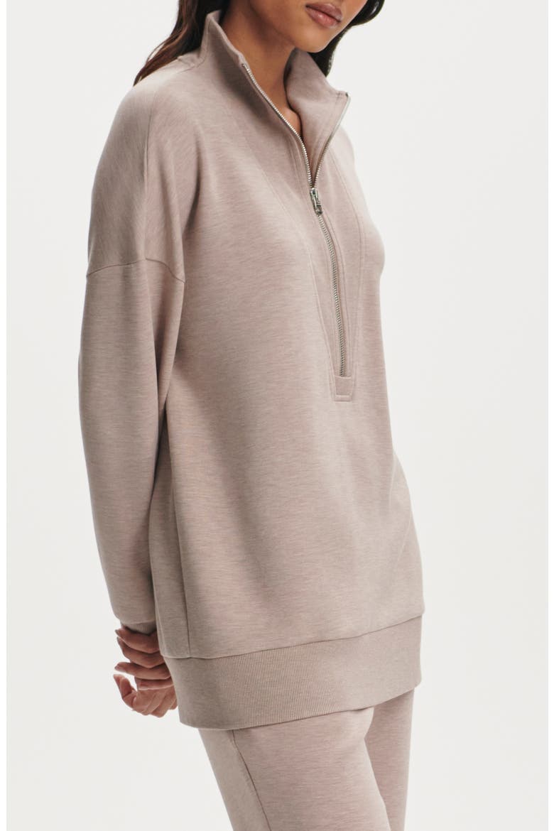 Masie Long Half Zip Sweatshirt, Alternate, color, TAUPE MARL