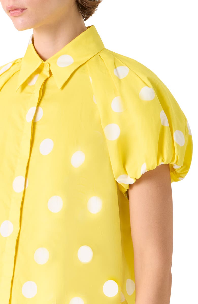 Akris punto Polka Dot Cotton Poplin Shirt, Alternate, color, Lemon Zing-Cream