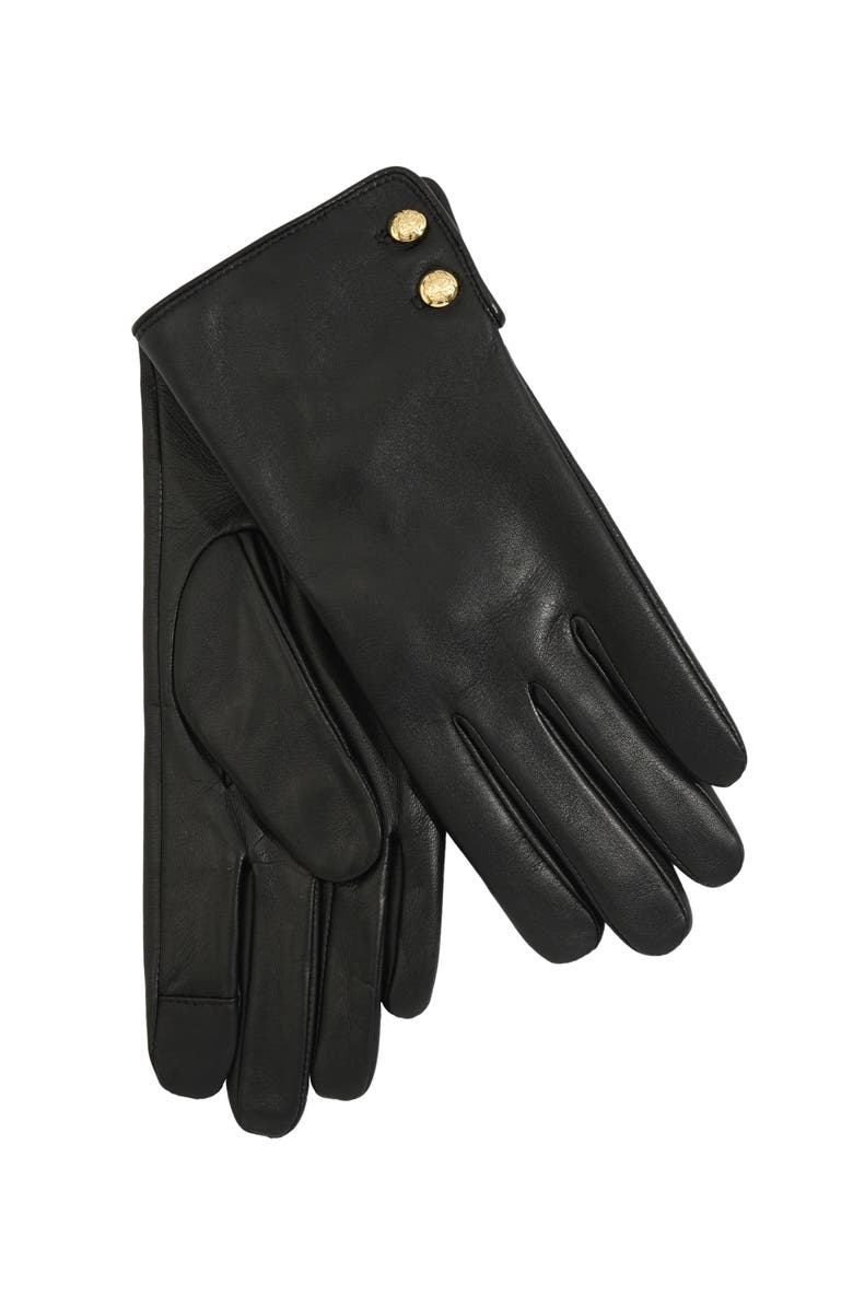 Lauren Ralph Lauren Leather 2-Button Touch Glove, Main, color, Black