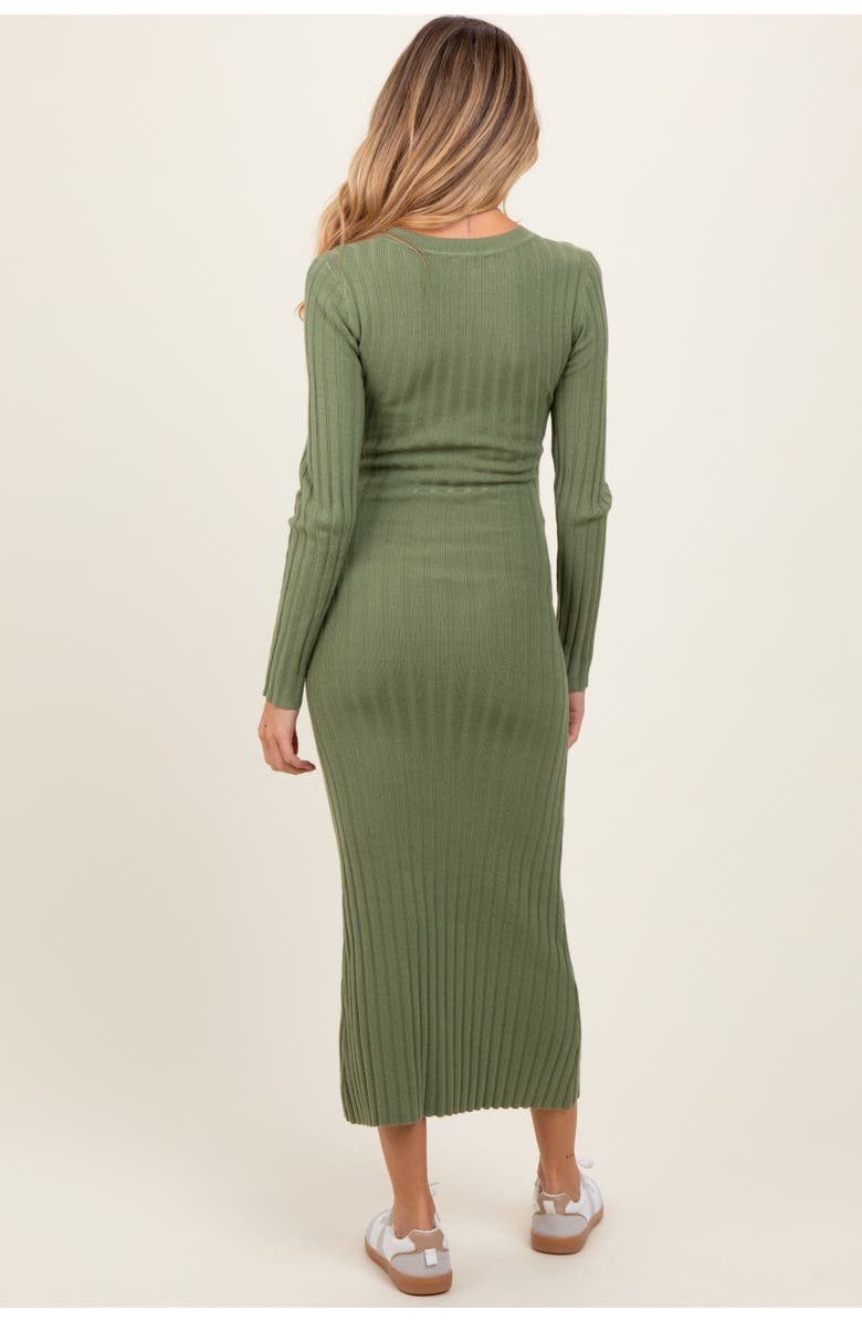 PinkBlush Ribbed Knit Fitted Midi Sweater Dress, Alternate, color, Olive Green