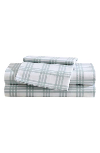 Eddie Bauer Basic Plaid Sheet Set In White/pale Green