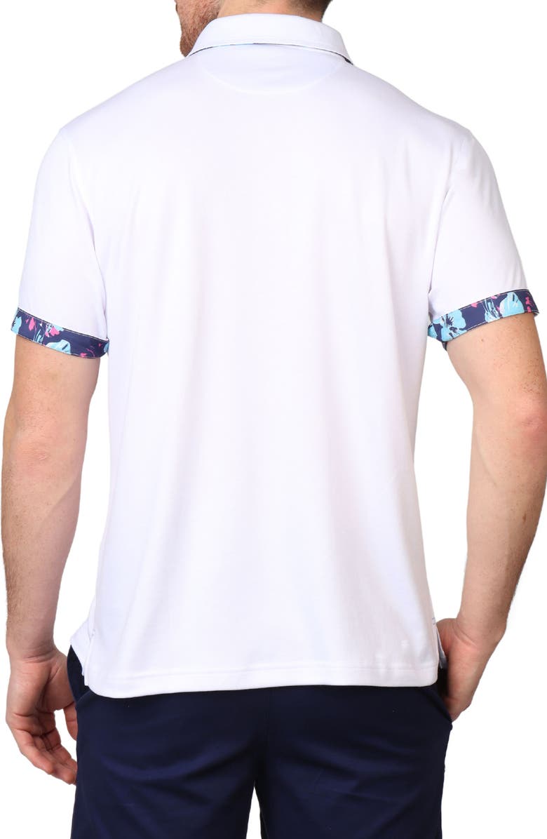 TailorByrd Tropical Trim Modal Blend Piqué Polo, Alternate, color, Dove White