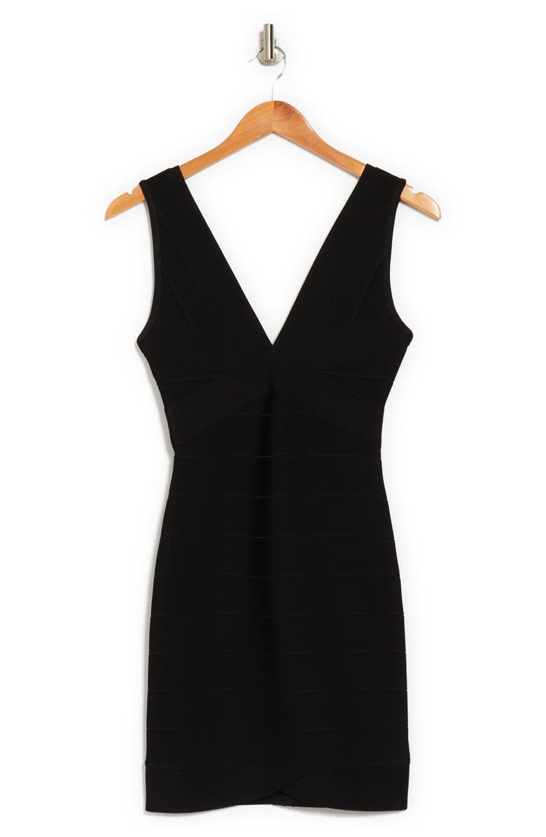 Herve Leger V-Neck Mini Bandage Dress, Alternate, color,