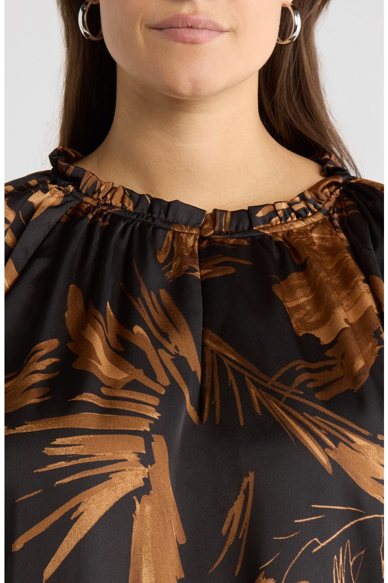 Palm Tropics Ruffle Collar Top, Alternate, color, BLACK-TAN