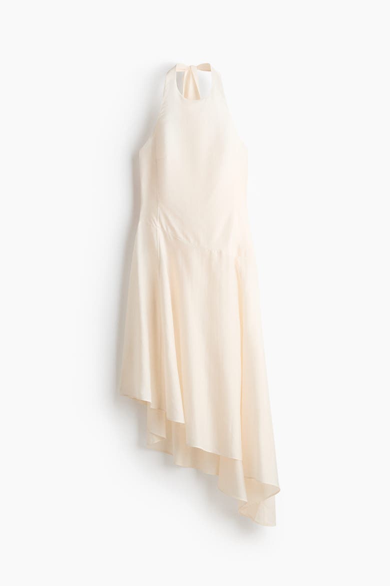 Asymmetric Halterneck Dress, Alternate, color, Cream