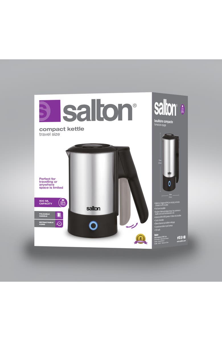 Salton Stainless Steel Travel Kettle 600 ml, Alternate, color, White