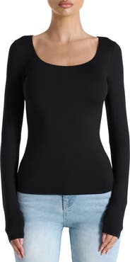Naked Wardrobe Bare Scoop Neck Long Sleeve Top
