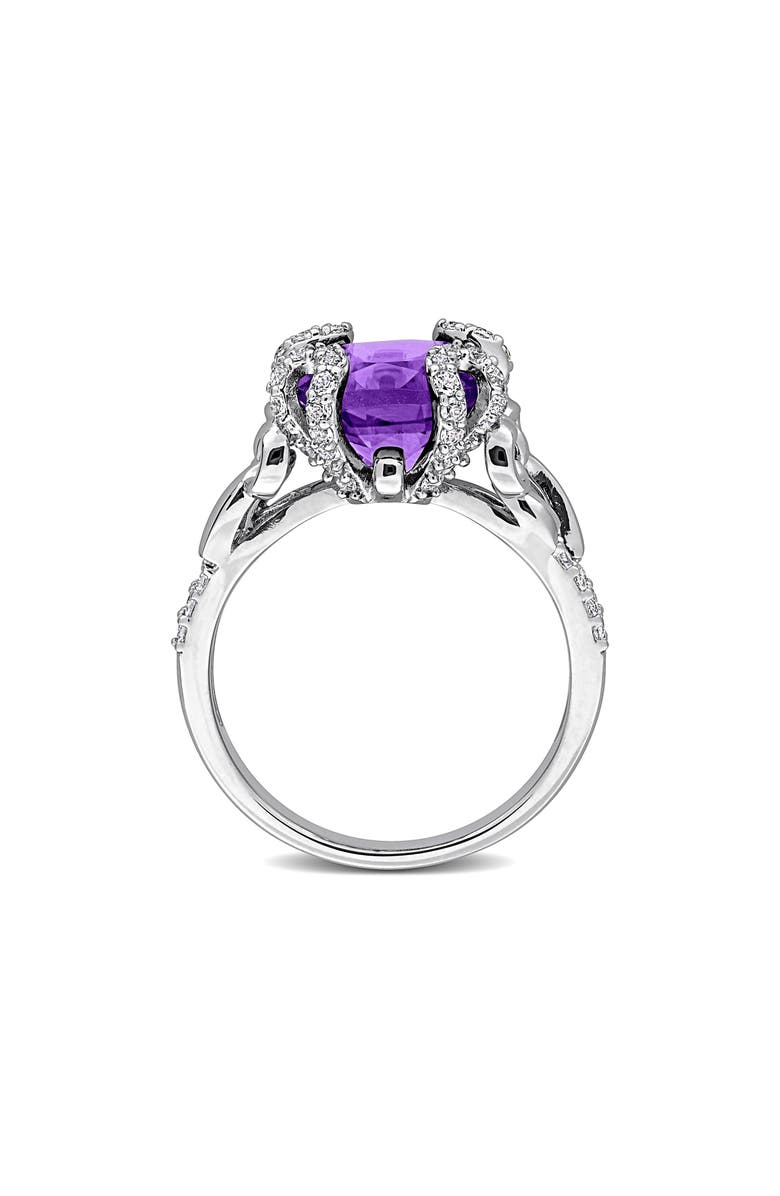 DELMAR Sterling Silver Cushion Cut Amethyst & White Topaz Ring, Alternate, color, Purple