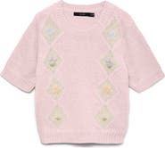VERO MODA Madden Floral Argyle Plaid Short Sleeve Sweater