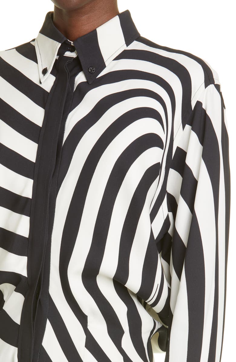 Brandon Maxwell The Nouveau Long Sleeve Mini Shirtdress, Alternate, color,