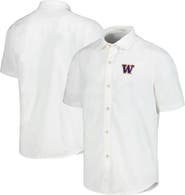 Tommy Bahama Men's Tommy Bahama White Washington Huskies Coconut Point Palm Vista IslandZone Camp Button-Up Shirt
