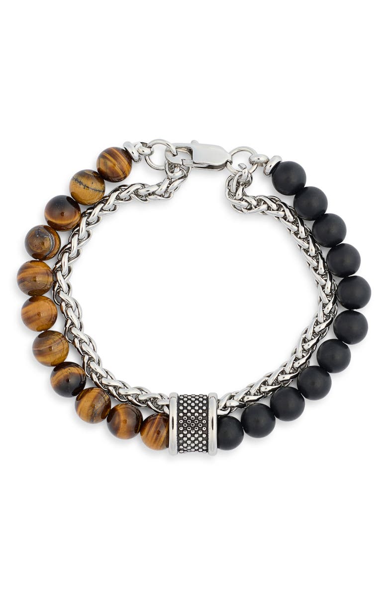 AMERICAN EXCHANGE Men's Beaded Chain Bracelet, Alternate, color, 