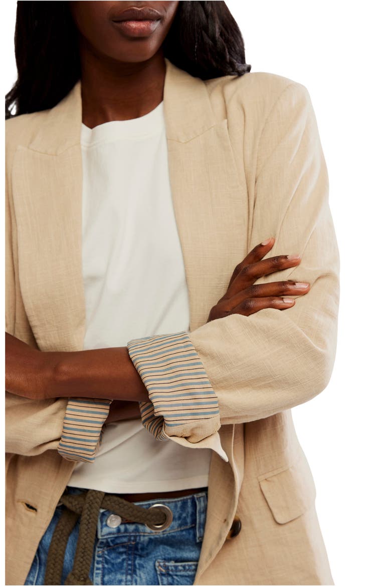 Prep School Linen Blend Blazer, Alternate, color, BIRCH