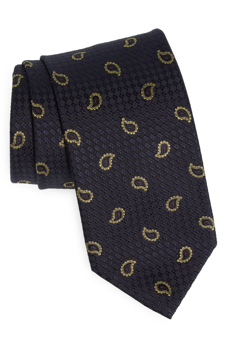 Brioni Paisley Silk Jacquard Tie, Main, color, 
