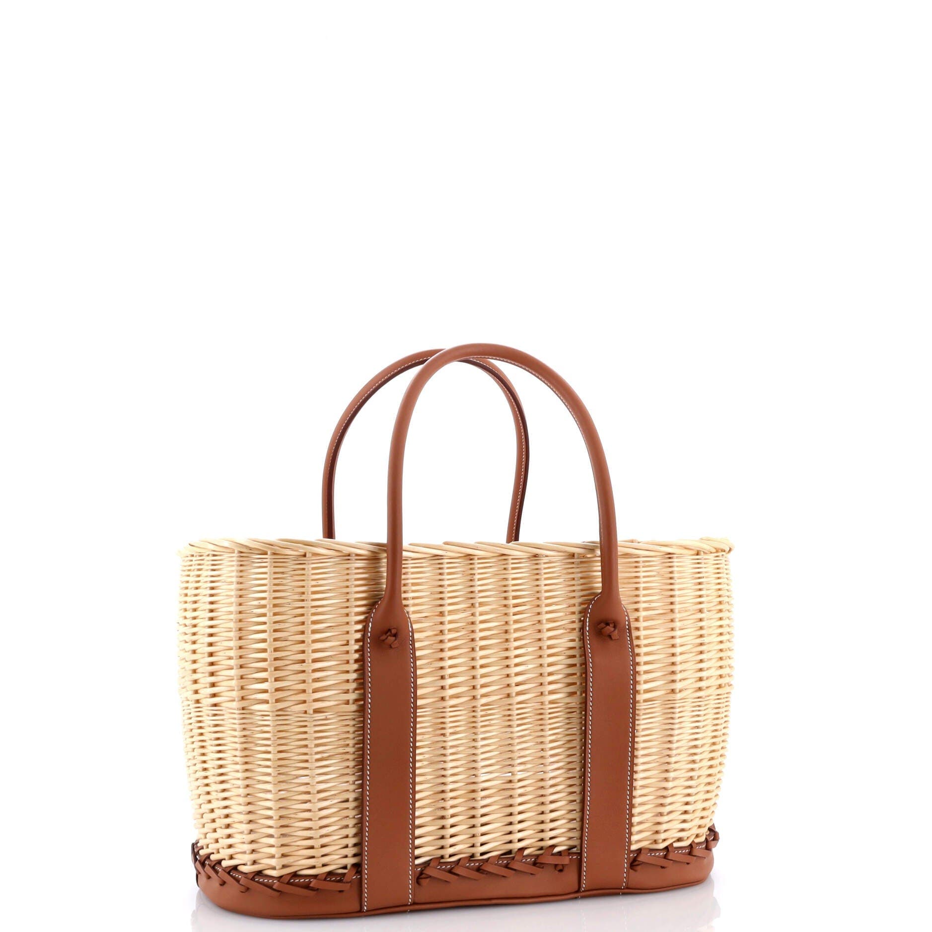 Pre-Owned Hermes Picnic Garden Party Tote Wicker and Leather, Alternate, color, 