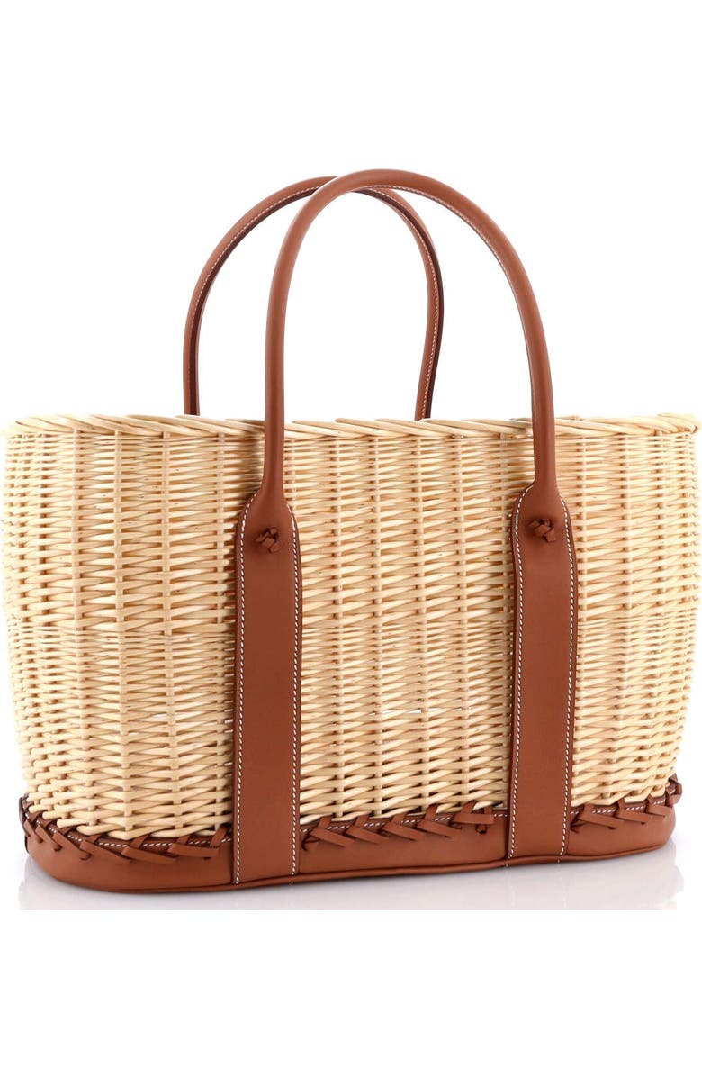 Pre-Owned Hermes Picnic Garden Party Tote Wicker and Leather, Alternate, color, Gold