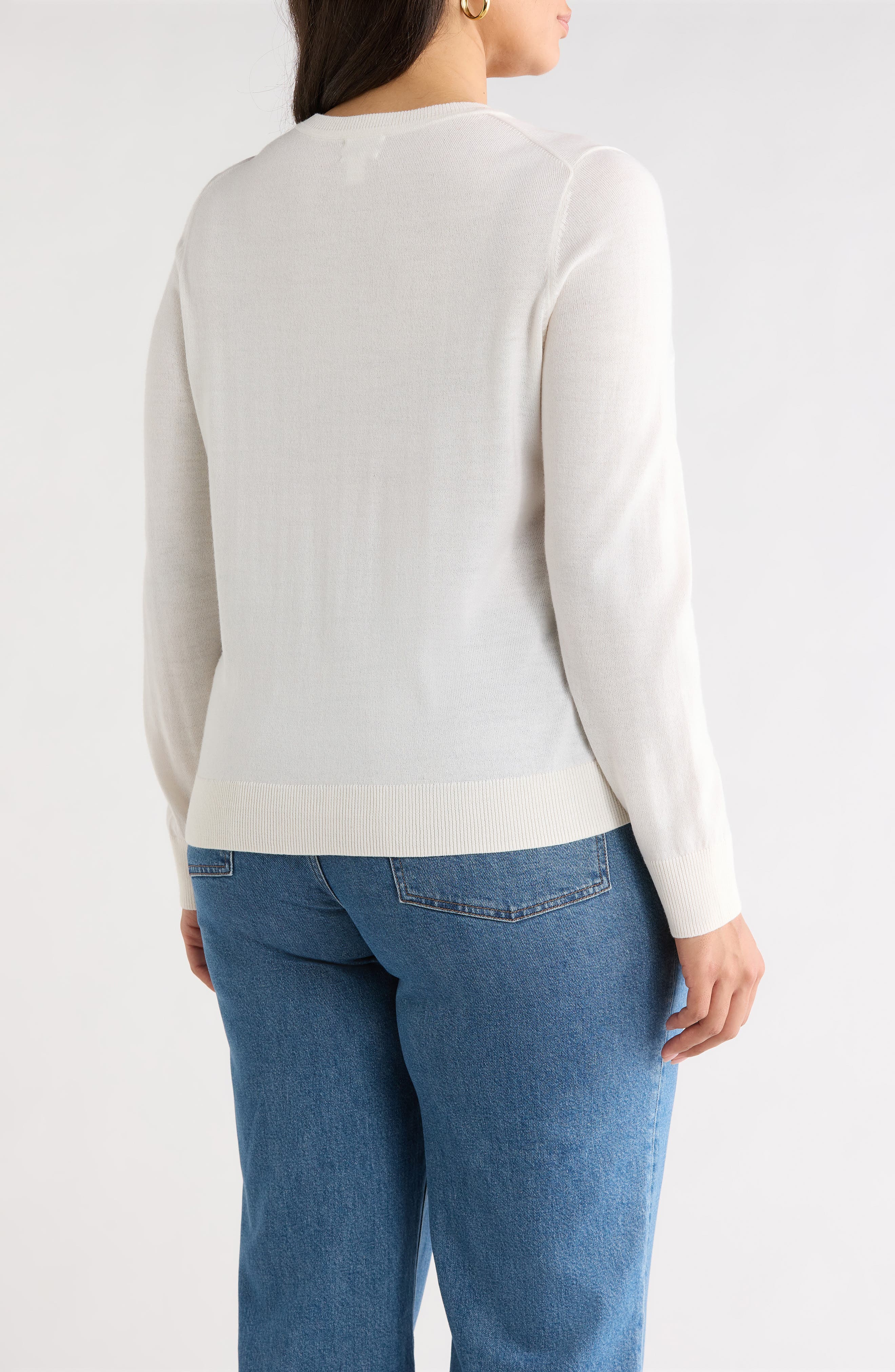 Merino Wool Blend Crewneck Cardigan - image 4