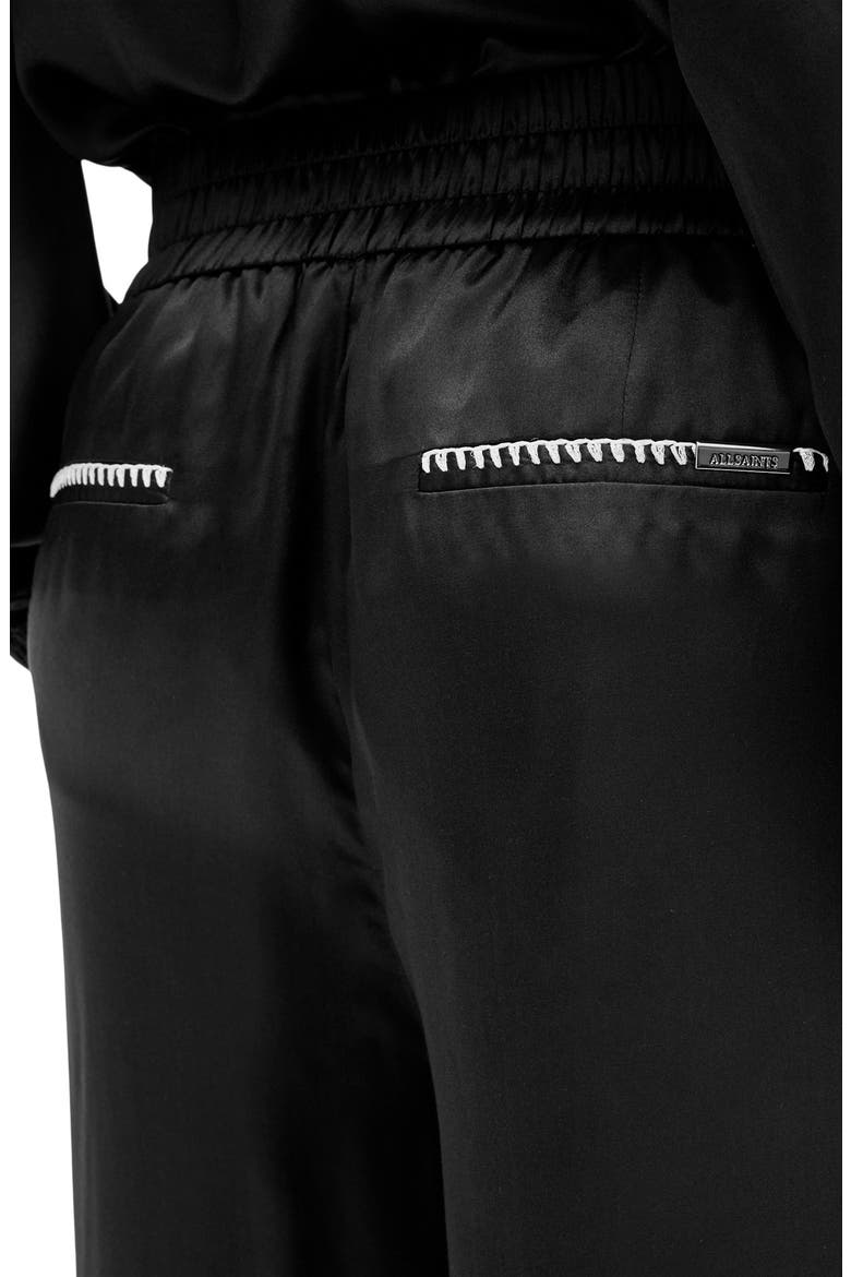 Charli Whipstitch Satin Wide Leg Pants, Alternate, color, BLACK
