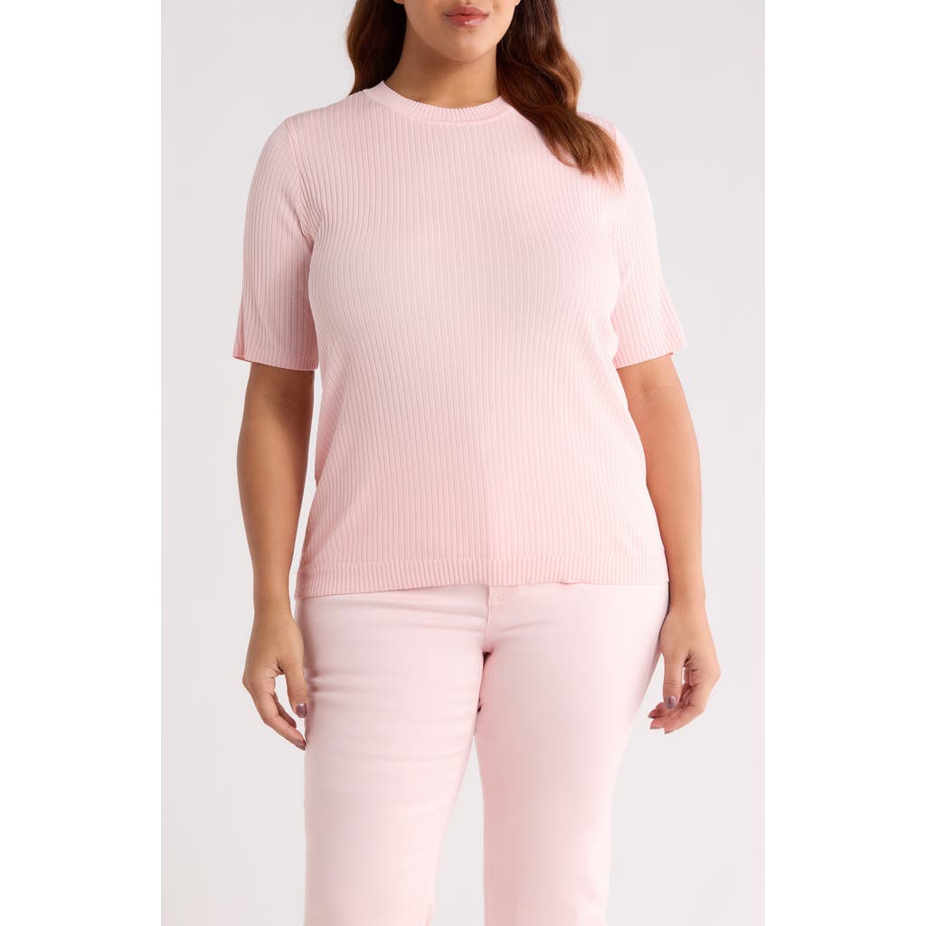 Jones New York Sutton Crewneck Short Sleeve Sweater In Pink
