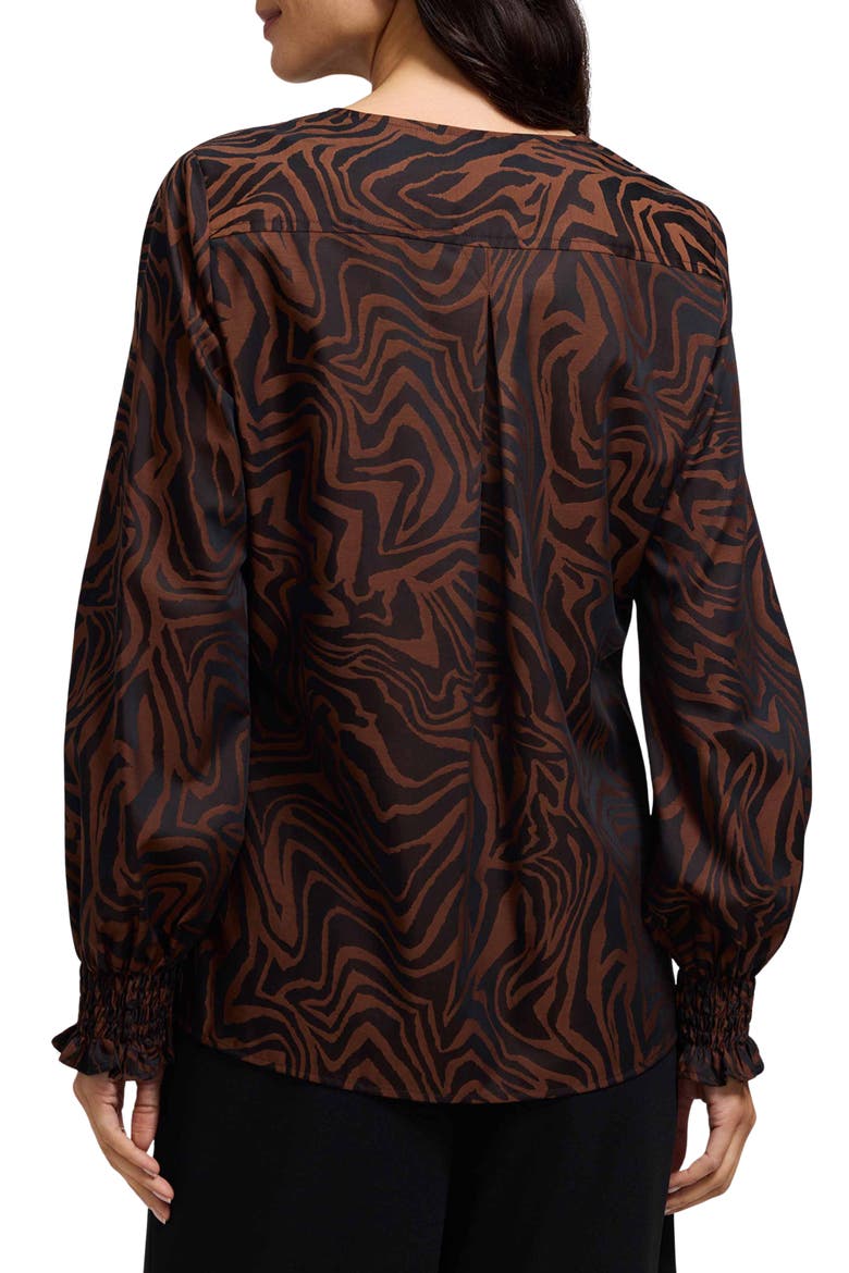 Alicia Zebra Print Cotton Blend Popover Top, Alternate, color, MACCHIATO/ BLACK