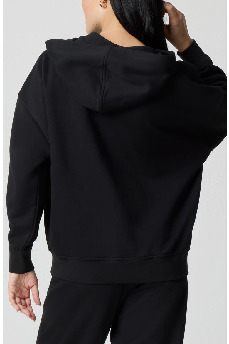 Crystal Bow Front Zip Hoodie, Alternate, color, BLACK