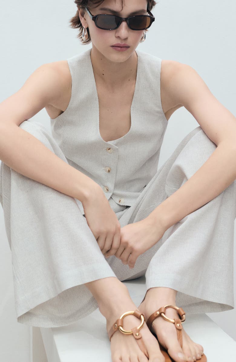 MANGO Cotton & Linen Suit Vest, Alternate, color, Ecru