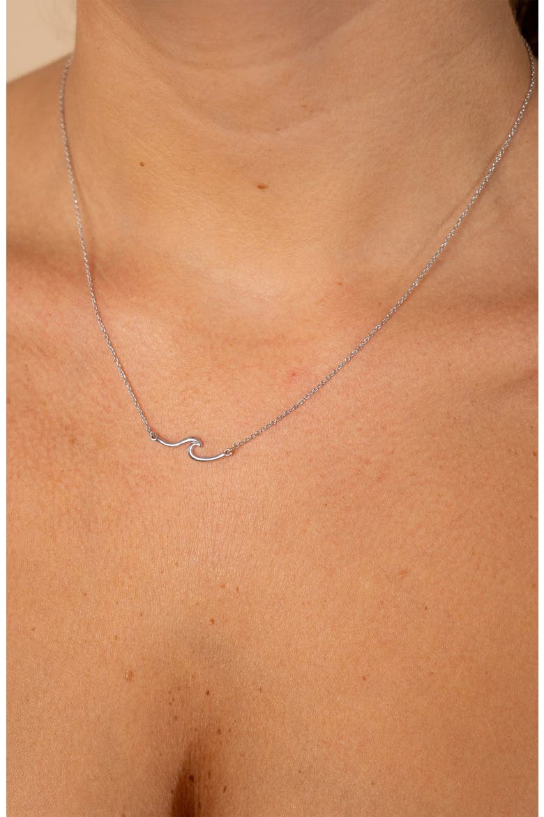 Sterling Silver Dainty Wave Necklace, Alternate, color, SILVER