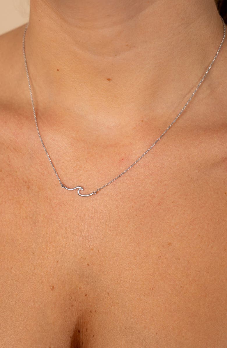 Sterling Forever Sterling Silver Dainty Wave Necklace, Alternate, color, 