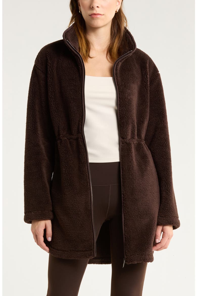 Faux Shearling Longline Jacket, Main, color, BROWN MOLE'