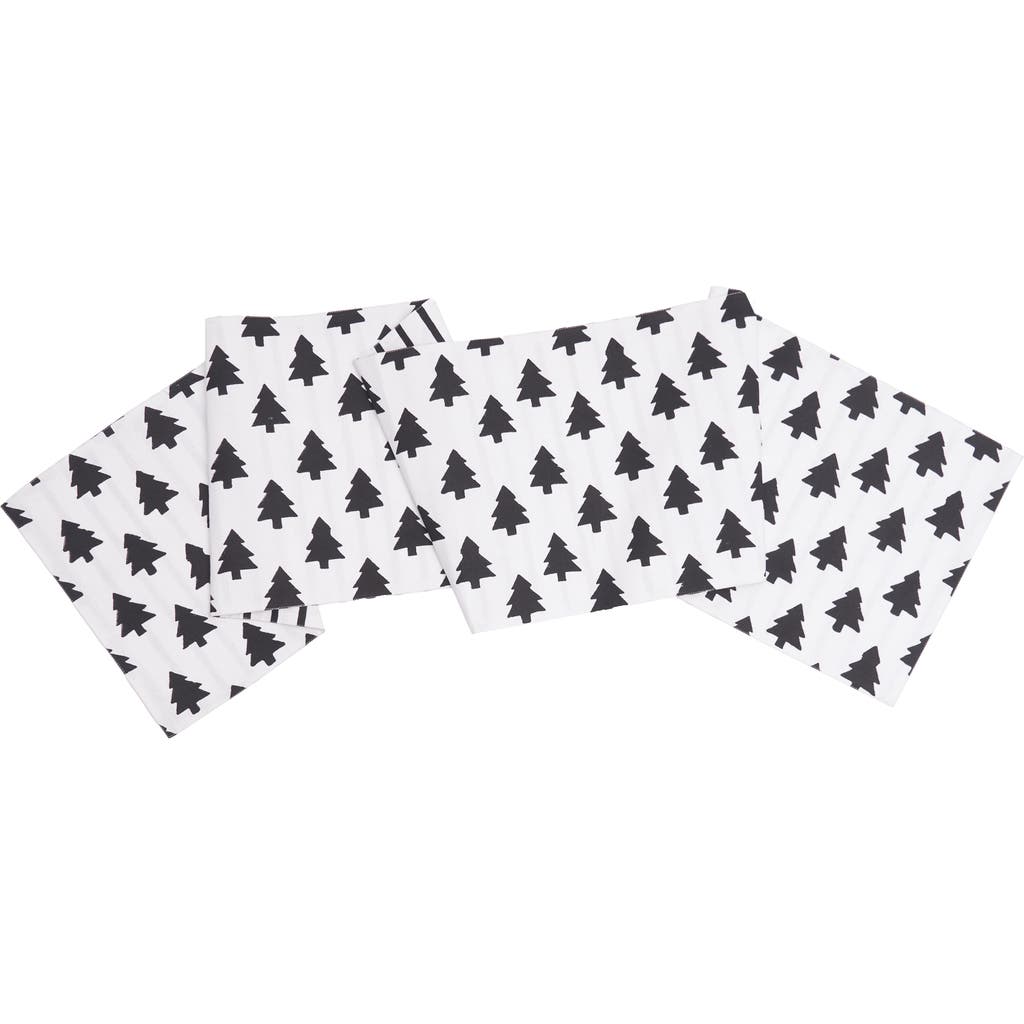 Carol & Frank Black And White Forest Table Runner 14" X 72" In Black