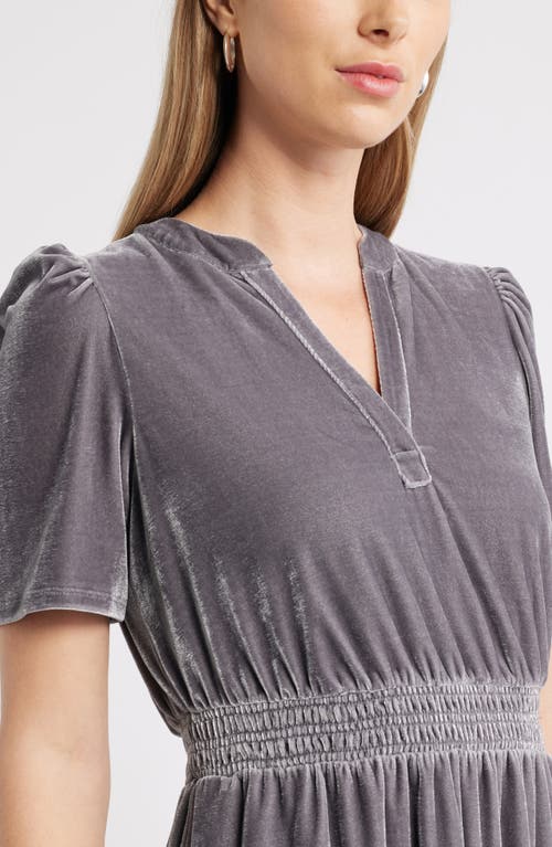 Caslonr Caslon(r) Short Sleeve Velour Midi Dress In Gray