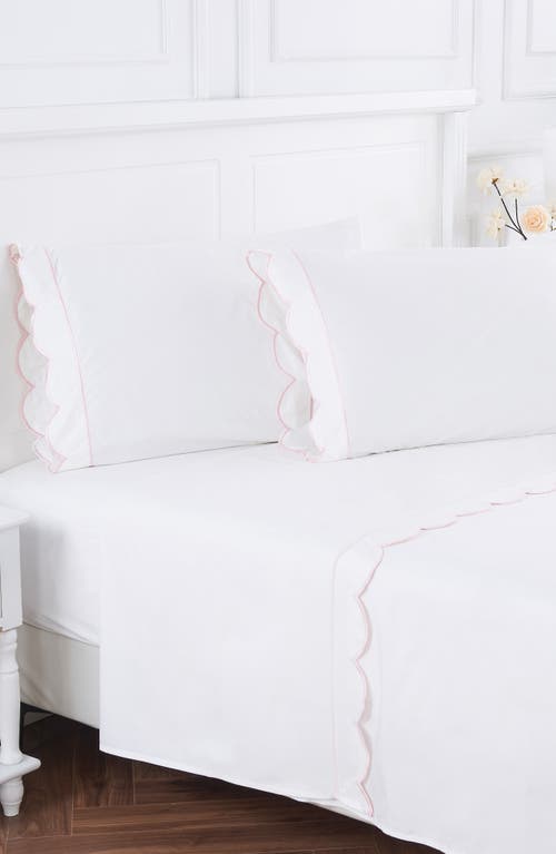Melange Home Scallop Frame 300 Thread Count Sheet Set In Pink