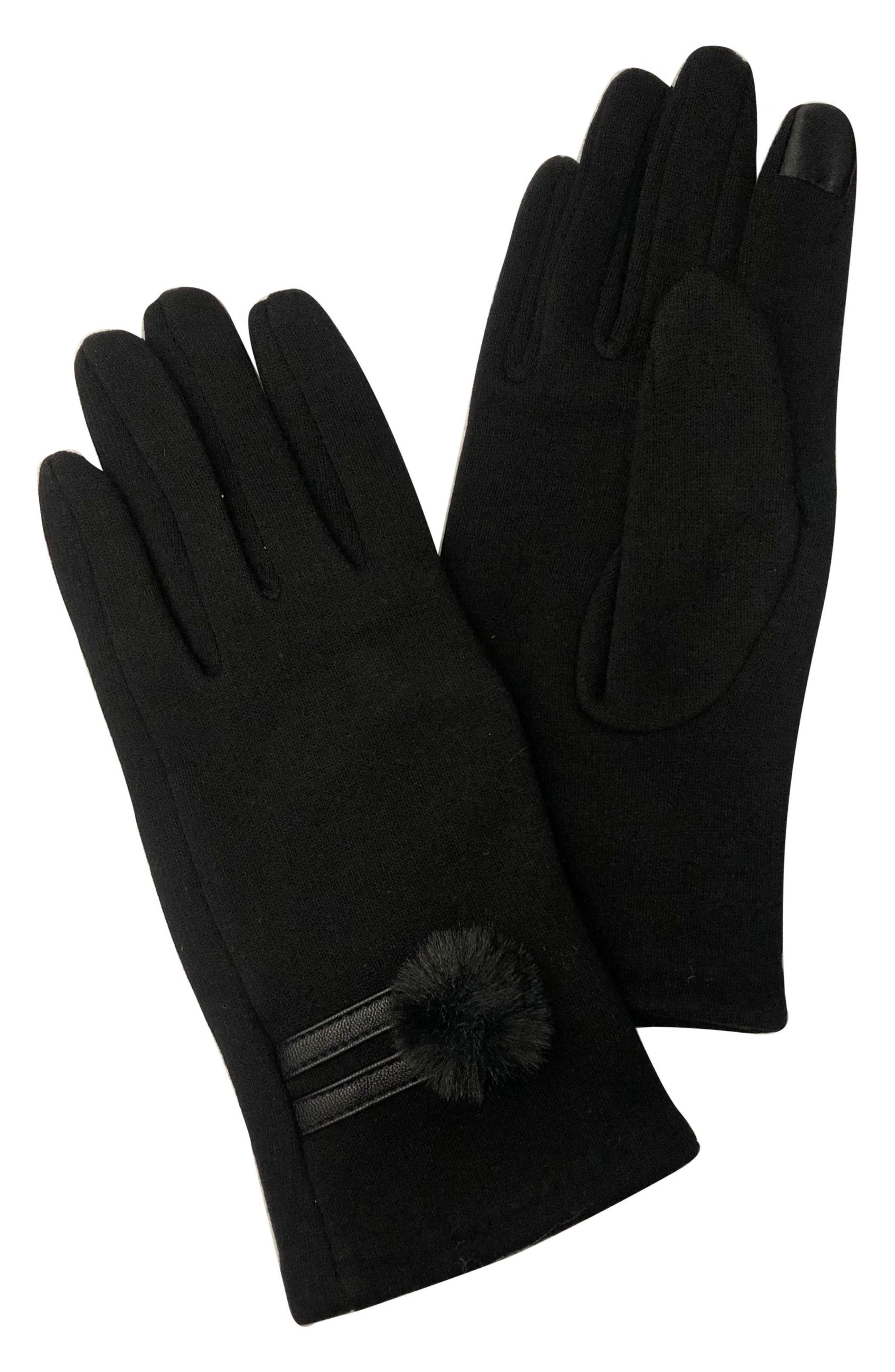 MARCUS ADLER Pompom Jersey Touchscreen Gloves