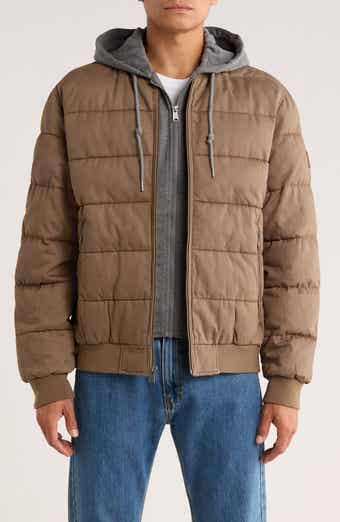 Lucky Brand Cotton Hooded Puffer Bomber Jacket