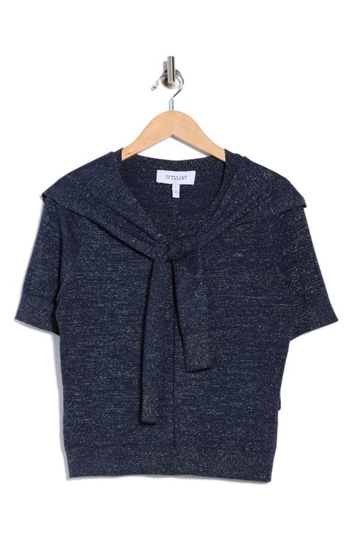 Derek Lam 10 Crosby Sparkle Tied Short Sleeve Sweater In Blue